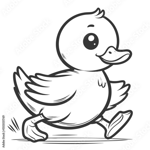 Adorable Baby Duckling Walking Cartoon Illustration