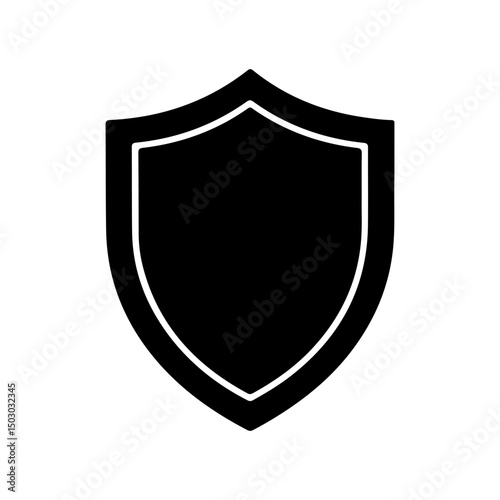 shield black icon Silhouette vector style on white background 