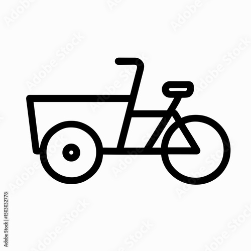 Minimalist Outline Cargo Bicycle Transportation Delivery Service Flat Line Icon