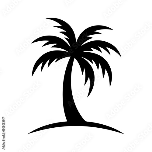palm tree black icon Silhouette vector style with white background 