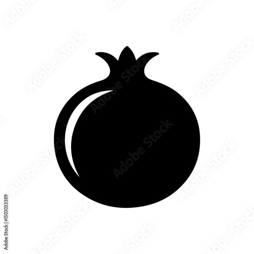 black pomegranate icon Silhouette vector style with white background