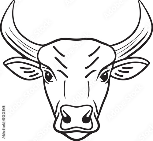 A bull head line art