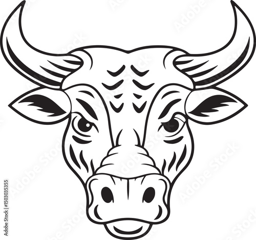 A bull head line art