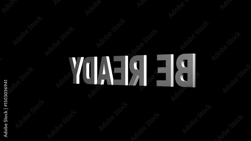 be ready 3D text loop word on black green 4K animation. seamless effect for trailer, sales and title poster banner. be ready! be ready 3D text loop word on black green 4K animation. seamless effect for trailer, sales and title poster banner. be ready!