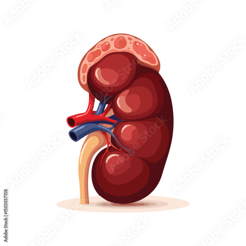 Human kidneys isolated on white background cartoon style flat design vector illustration