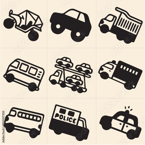 All kind of transportation vector Black and white set-25