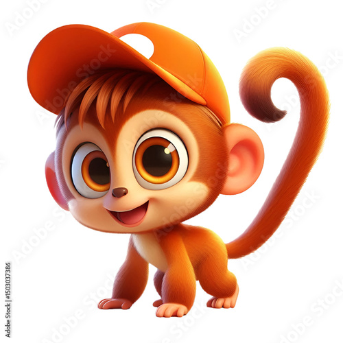 Cutout cartoon monkey , transparent background