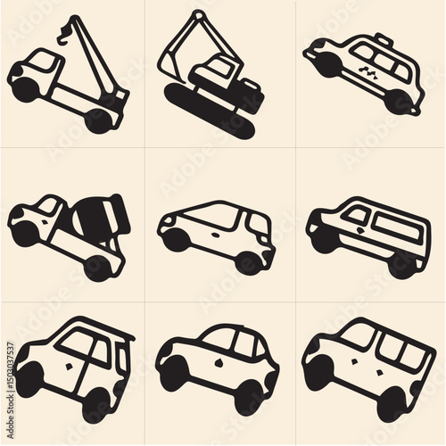 All kind of transportation vector Black and white set-27