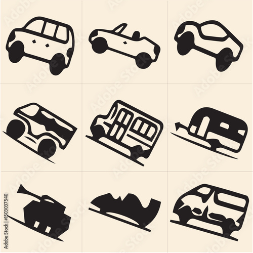 All kind of transportation vector Black and white set-28