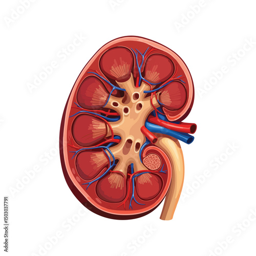 Human kidneys isolated on white background cartoon style flat design vector illustration