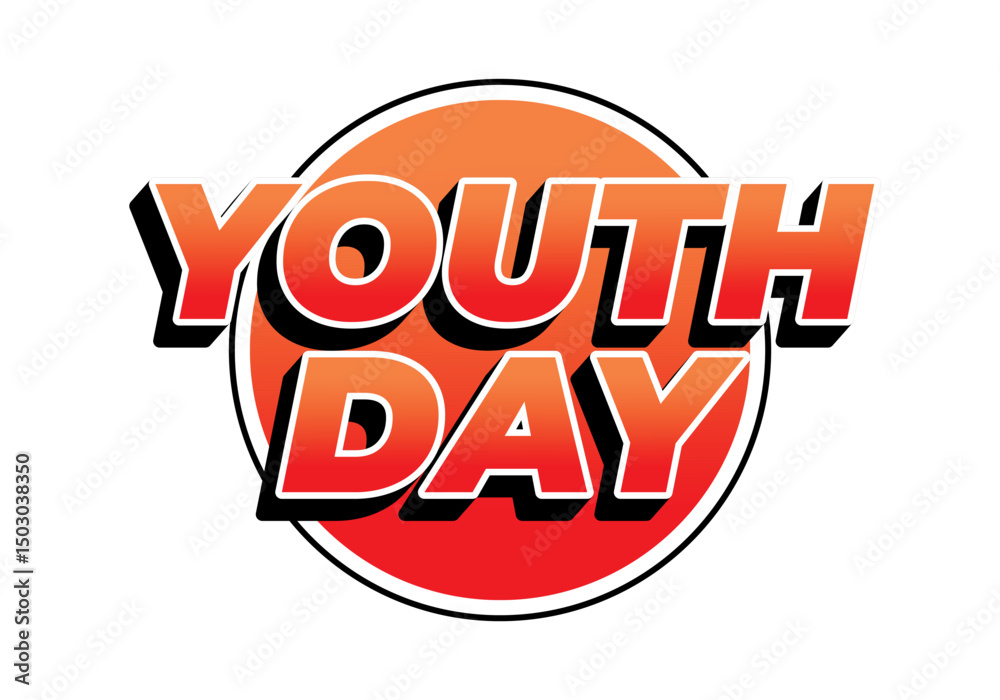 Obraz premium Youth day. Bold 3D text effect for energetic celebration design
