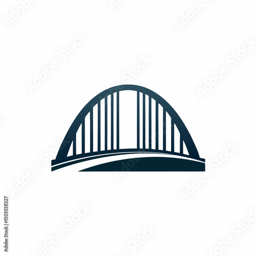 Modern Arched Bridge Vector Logo for Civil Engineering.