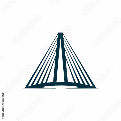 Modern Arched Bridge Vector Logo for Civil Engineering.