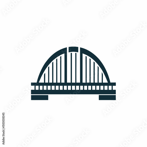Modern Arched Bridge Vector Logo for Civil Engineering.