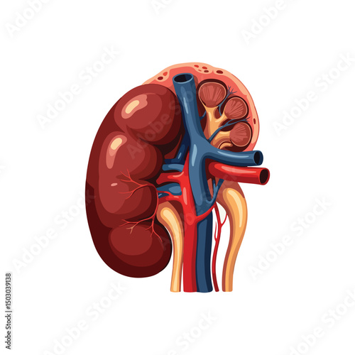 Human kidneys isolated on white background cartoon style flat design vector illustration