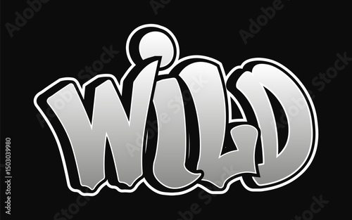 A dynamic graphic featuring the word Wild in a striking, graffiti-style design, isolated.
