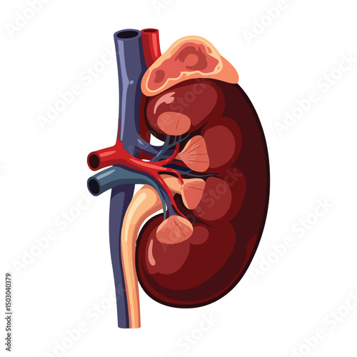 Human kidneys isolated on white background cartoon style flat design vector illustration