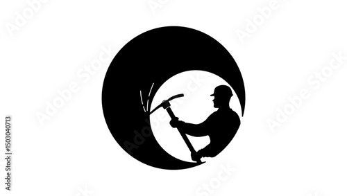 miner symbol, black isolated silhouette