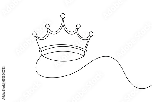 Crown continuous one line drawing and minimalist style isolate outline vector icon