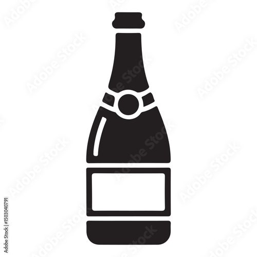 Glass bottle black icon set. Vector flat style sign illustration.Bottle Drink Line Icons.