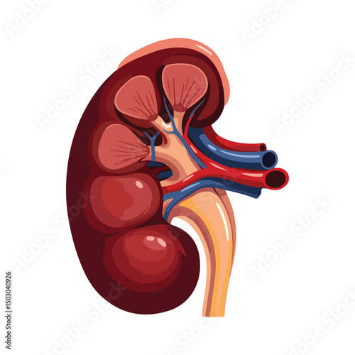Human kidneys isolated on white background cartoon style flat design vector illustration