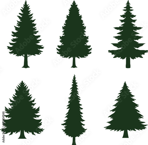 A collection of pine trees for sceneries 