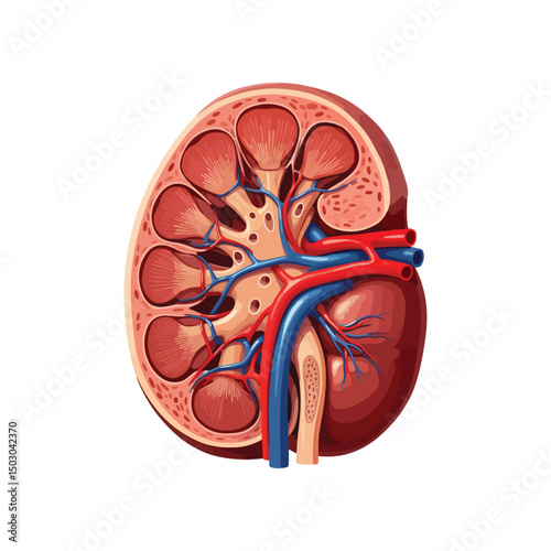 Human kidneys isolated on white background cartoon style flat design vector illustration