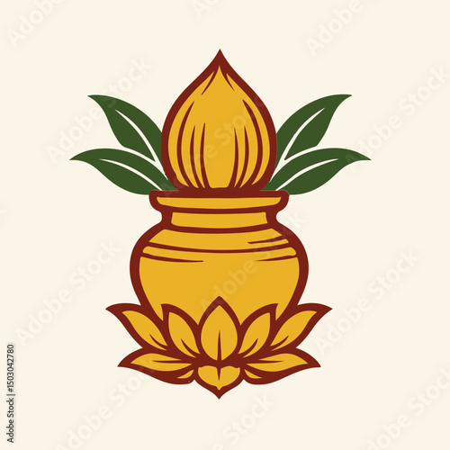 kalash puja or puja ghot for Durga puja festival. auspicious kalash in hindu culture and tradition vector Pro Vector