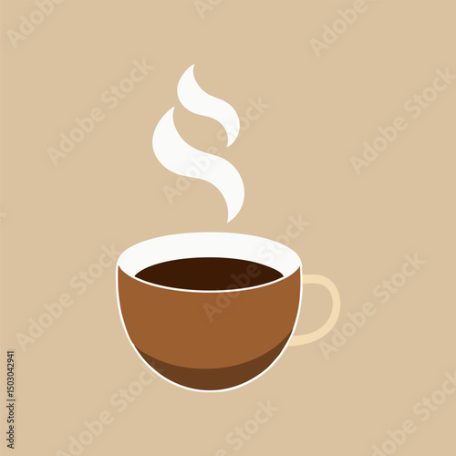 Warm cup of coffee on knitted surface in soft morning light with steam visible