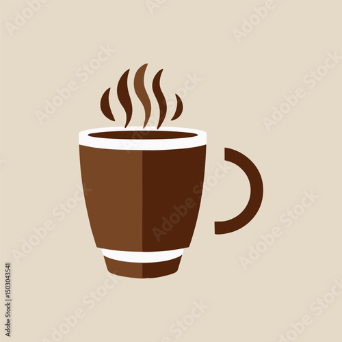 Steaming hot coffee cup on wooden table in warm cozy morning light