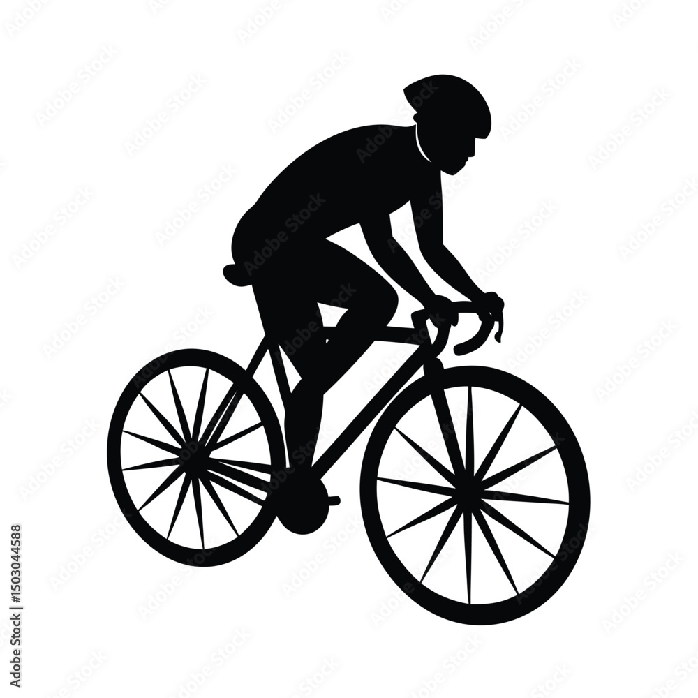 Naklejka premium Cyclist Vector Silhouette