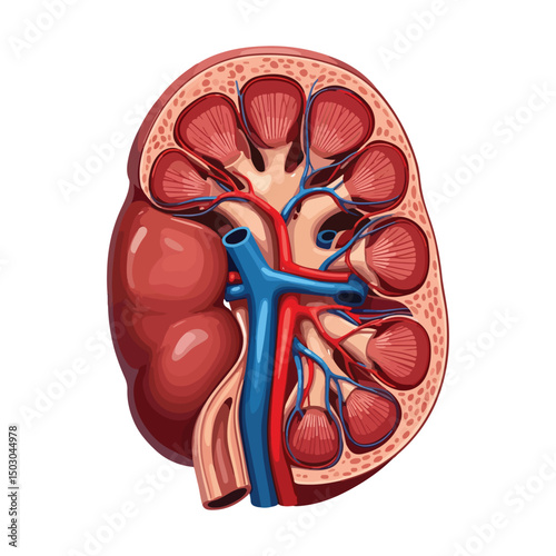 Human kidneys isolated on white background cartoon style flat design vector illustration