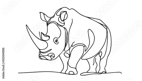 Continuous one single minimal line drawing rhino