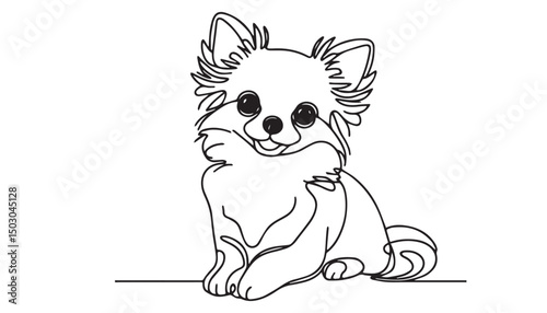 Continuous one single minimal line drawing pet