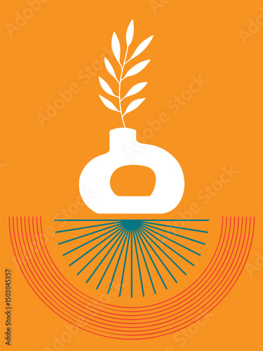 Minimalist Geometric Abstract Composition in Clean Vector Style