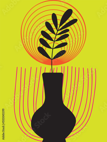 Contemporary Abstract Design Featuring Circles, Triangles, and Lines