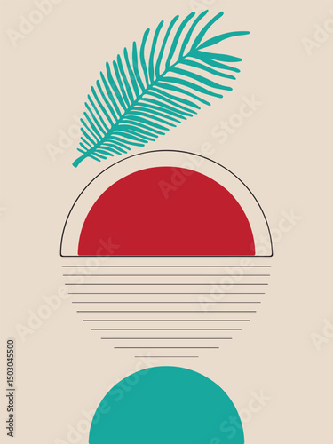 Contemporary Abstract Design Featuring Circles, Triangles, and Lines
