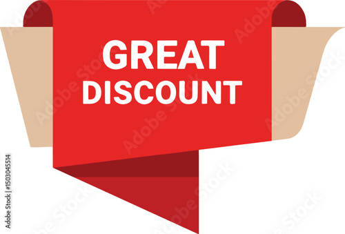 folded ribbon great discount vector label