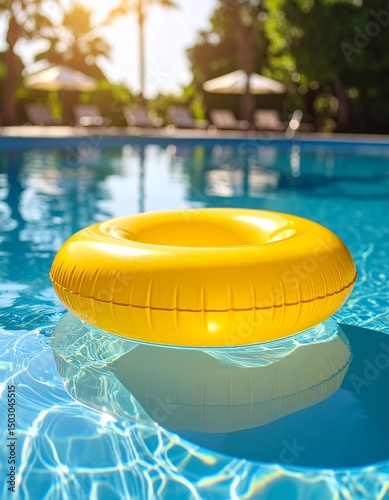a swimming pool with clear, sparkling water under the sunligh