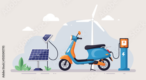 City street scene with scooter illustration