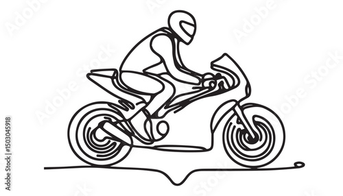 Continuous one single minimal line drawing motorbike