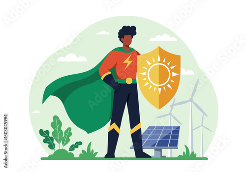 Person with cape illustration