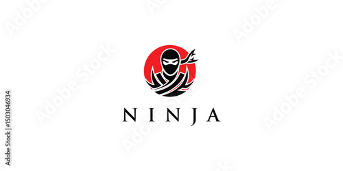 Simple ninja logo design with unique concept premium vector