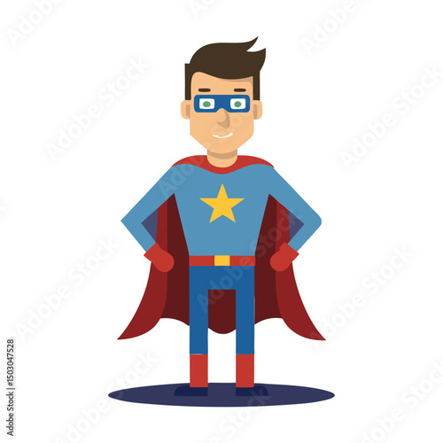 Father dressed as a superhero for Halloween vector illustration