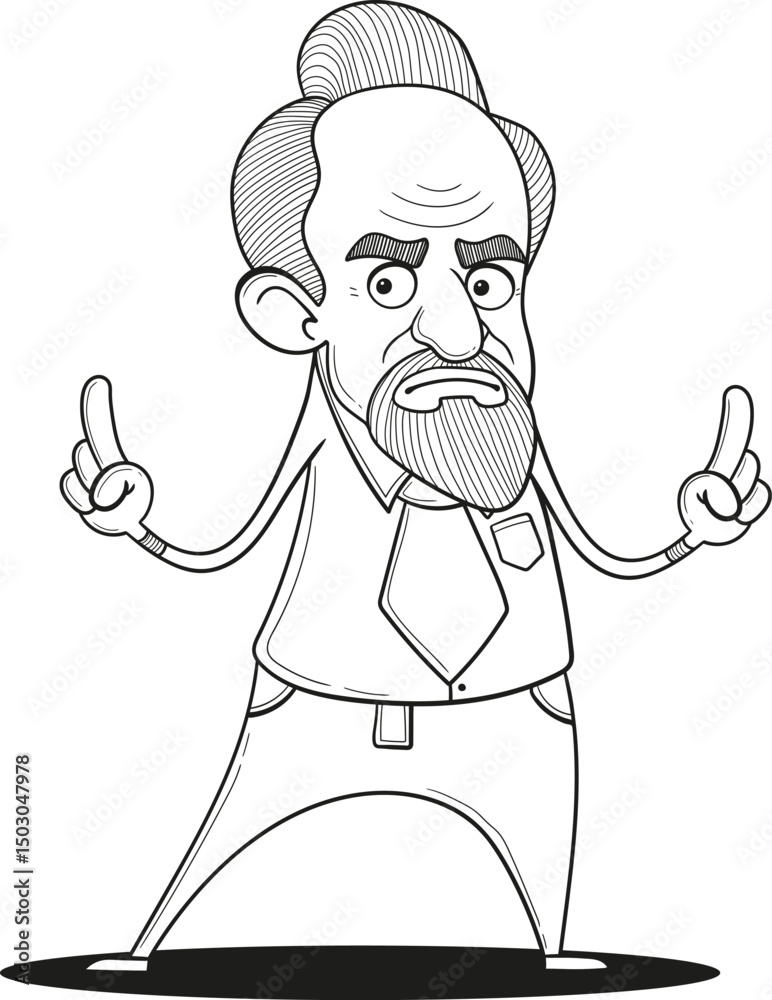Obraz premium Man standing with his hands up. Hand drawn vector illustration.