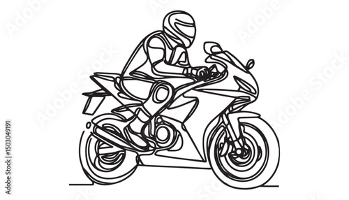 Continuous one single minimal line drawing supper bike