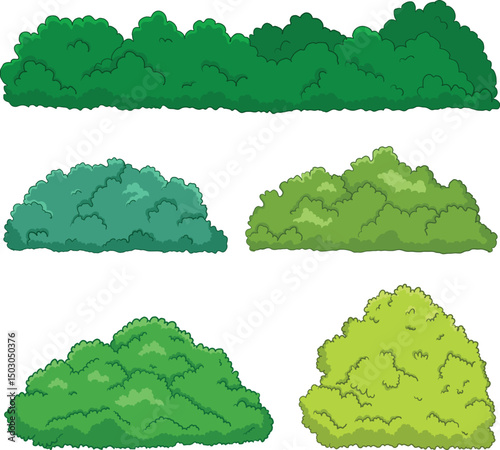 Collection of Green Bushes and Hedges for Landscaping and Decorative Purposes