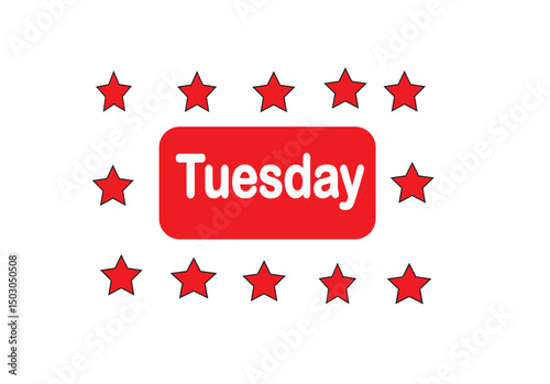 Style Tuesday word in design and Star in design 