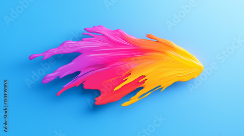 vibrant paint splash in pink orange yellow on blue background
