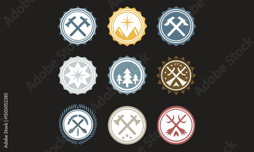 Premium and luxury golden retro badges and labels collection
